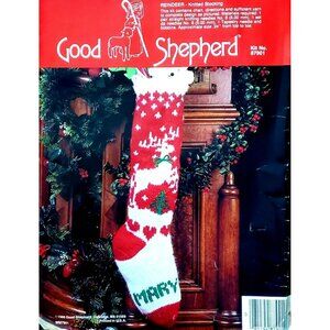 New 1986 Christmas Stocking Knitting Kit 24" Reindeer Tree Good Shepherd 87901